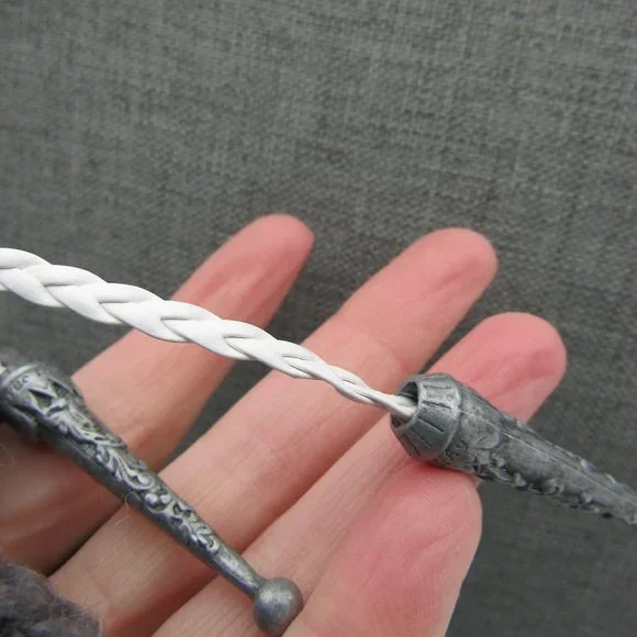 Wedding Style Bolo White Braided Faux Leather Cord Large Faux pearl and gems - Picture 2 of 5